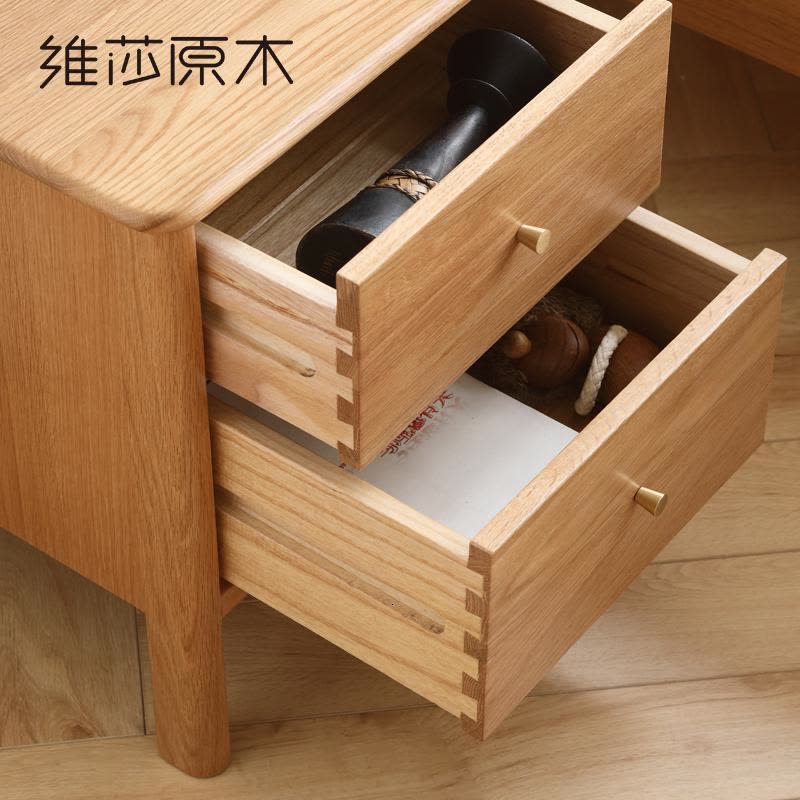 森美人实木床头柜现代简约小户型床边柜北欧卧室简易收纳置物储物柜图片