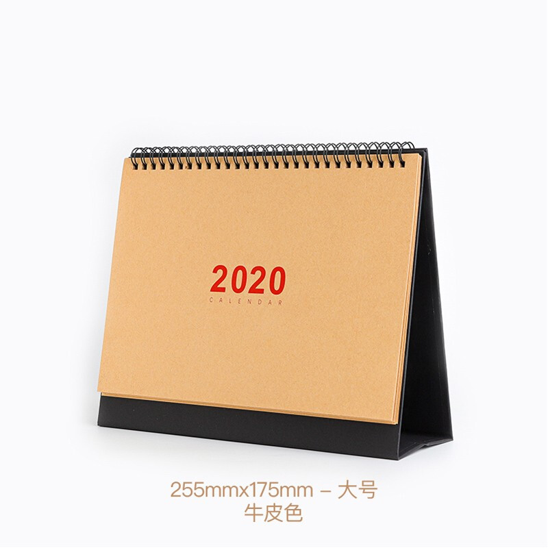 林檎2020年简约ins风创意台历工作计划表记事本摆件桌面办公日历备忘送女朋友老婆生日礼物 【大号】牛皮色