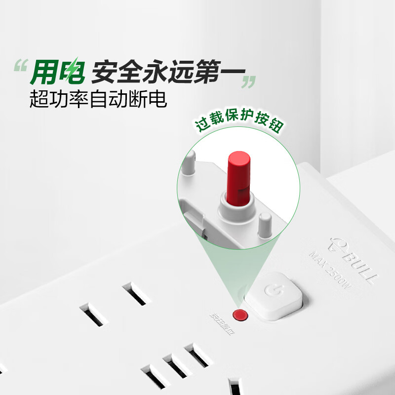 公牛(bull) USB插座插排插线板多功能插板带线多孔家用原装正品转换插头[新国标]六插位总控高清大图