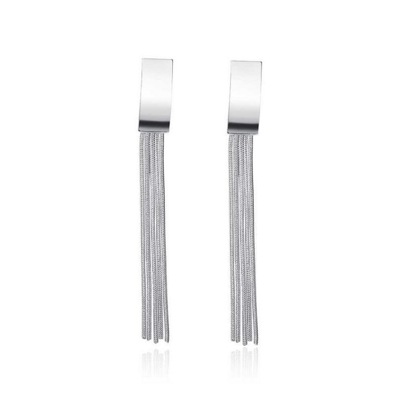 E095 Women silver plated earring 镀925纯银日韩长款时尚耳环女