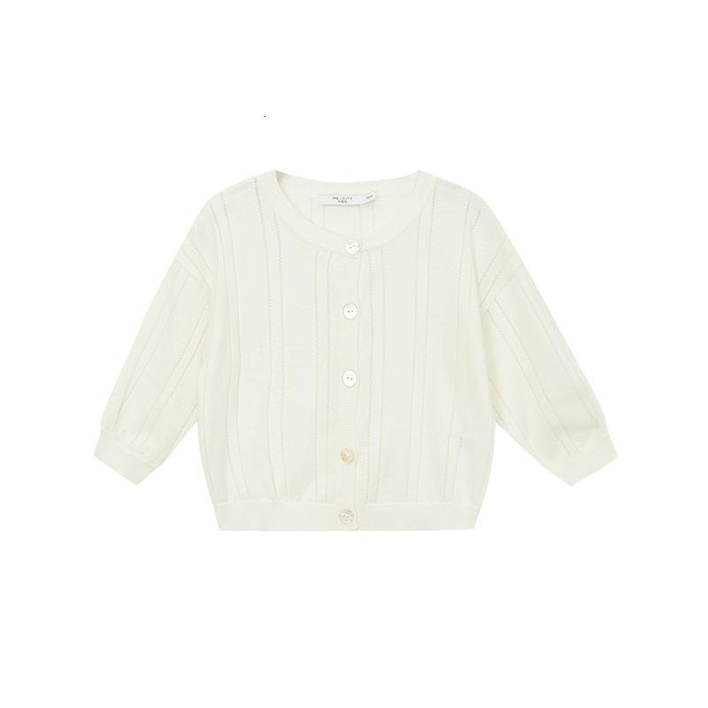 [1件3折价:57]米喜迪mecity童装夏季新款女童镂空圆领毛织开衫薄款空调衫