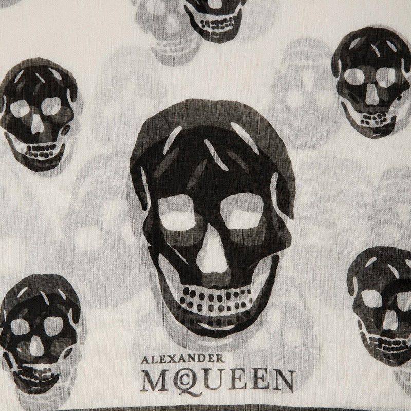 ALEXANDER MCQUEEN 女士白色桑蚕丝围巾 110640-4Q010-9260