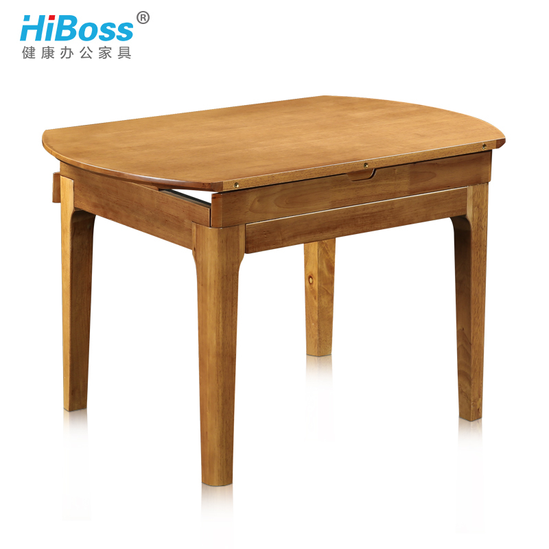 HiBoss餐桌椅组合橡胶木家具简约现代可伸缩圆饭桌