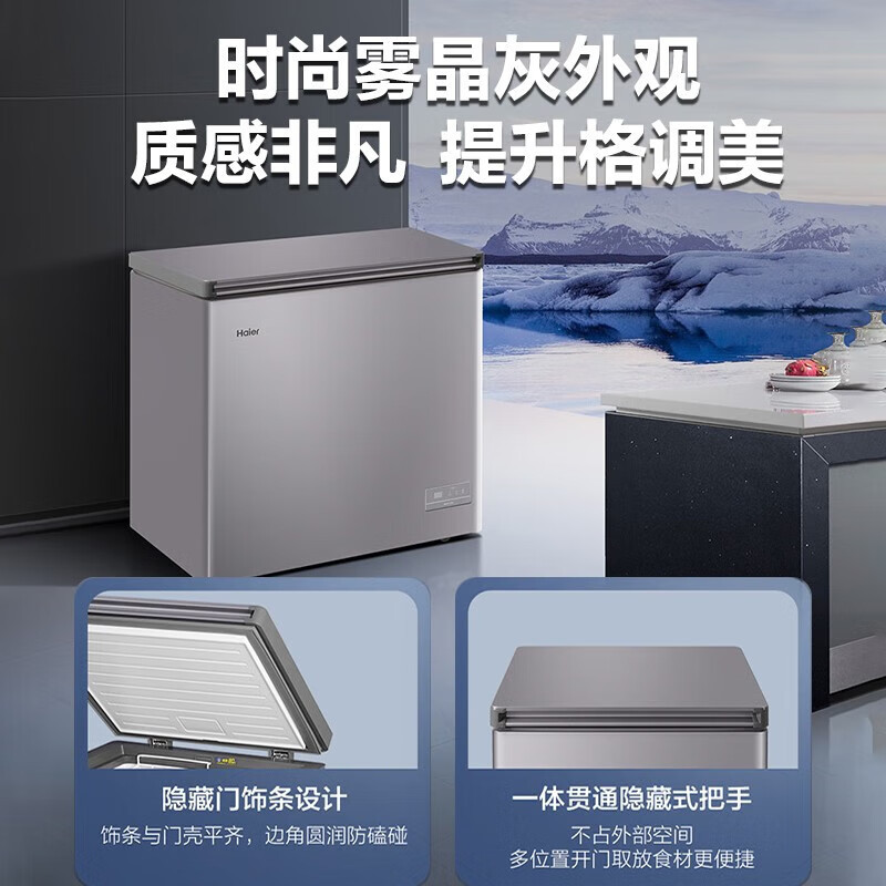 [无需除霜]海尔冰柜家用小型冷柜无需除霜一级能效冷藏冷冻转换保鲜柜速冻柜节能小冰箱 100升-40℃电脑控温钢板内胆