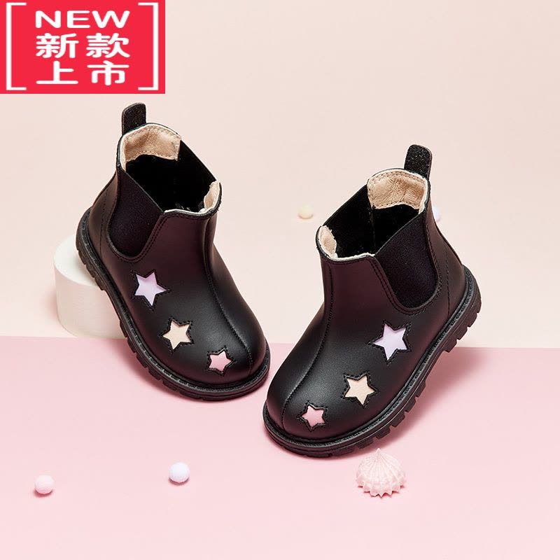 可莉允童鞋儿童靴子2022秋冬女童马丁靴男童宝宝短靴加绒皮靴图片