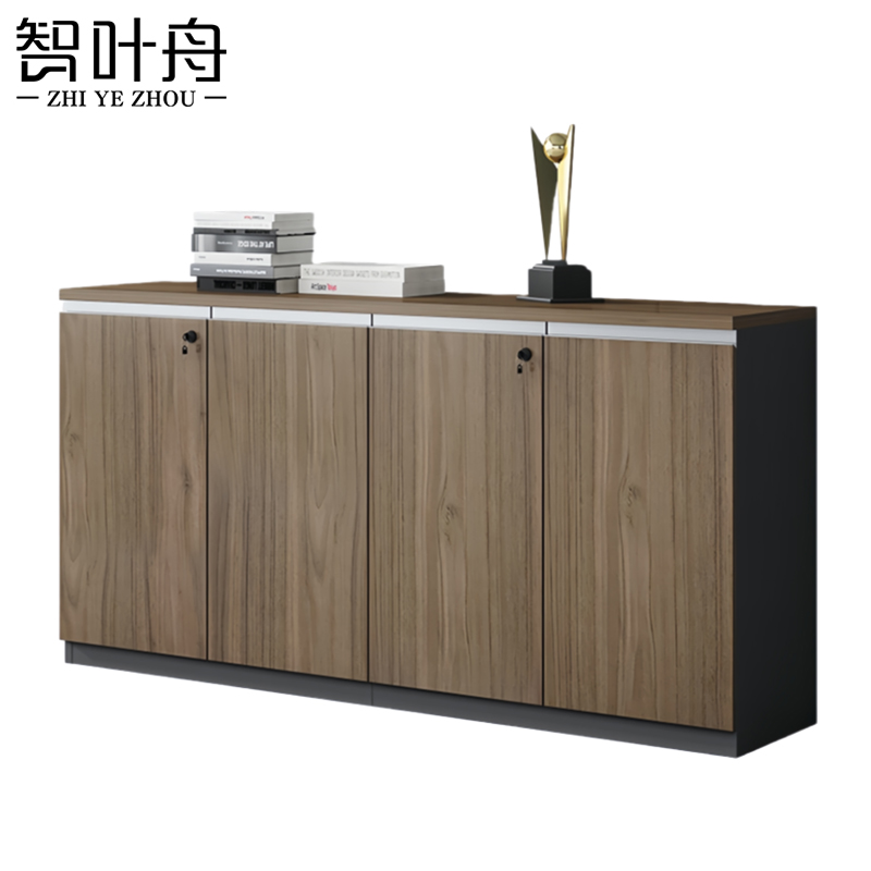 智叶舟矮柜办公柜四门160*40*80cm台高清大图