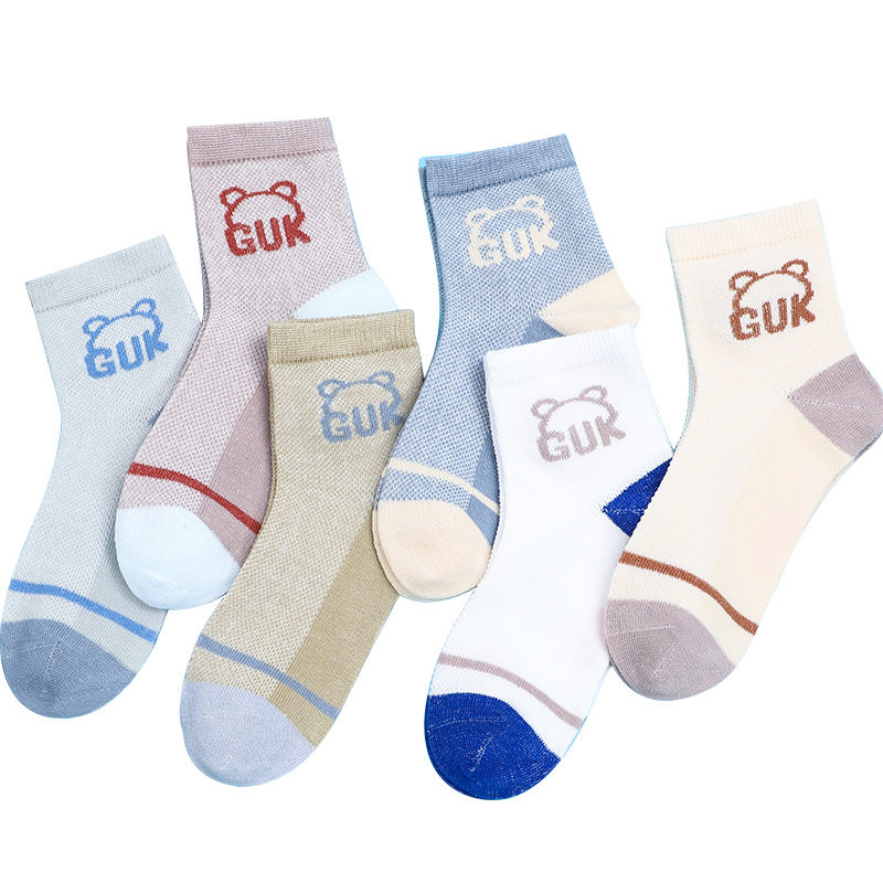 浪莎儿童袜子女童夏季薄款网眼纯棉春秋男童透气中筒袜中大童春夏