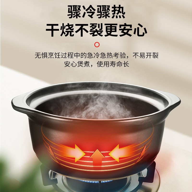 爱仕达(ASD) 陶瓷煲家用砂锅汤煲炖锅耐热高汤煲燃气灶明火适用 RXC17B3WG-R