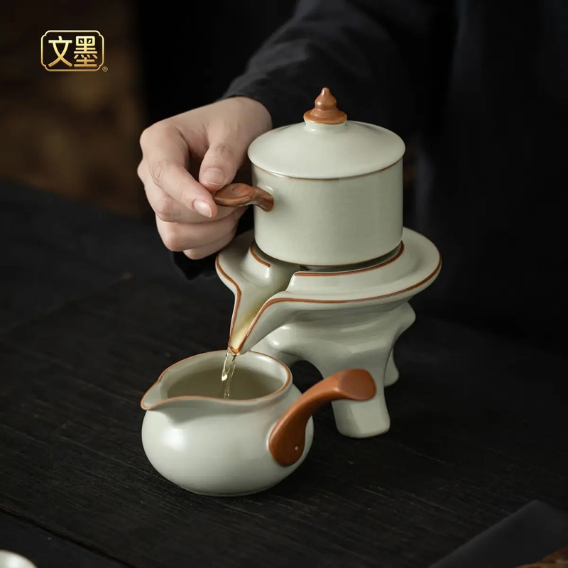 文墨汝窑自动茶具商务套装WMZD01高清大图