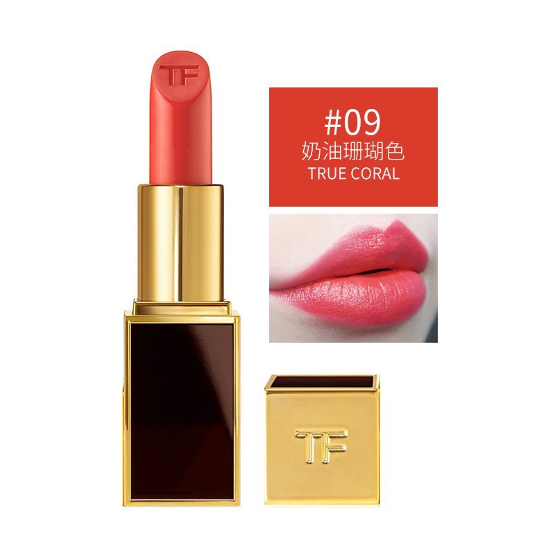 tomford汤姆福特黑金黑管唇膏tf口红3g09truecoral珊瑚红