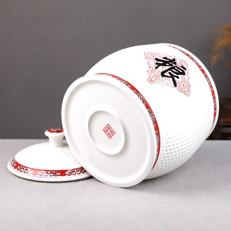 陶瓷米缸米桶面粉缸烘焙精灵10kg20/30斤装家用厨房储物密封罐 30斤米(送礼品)