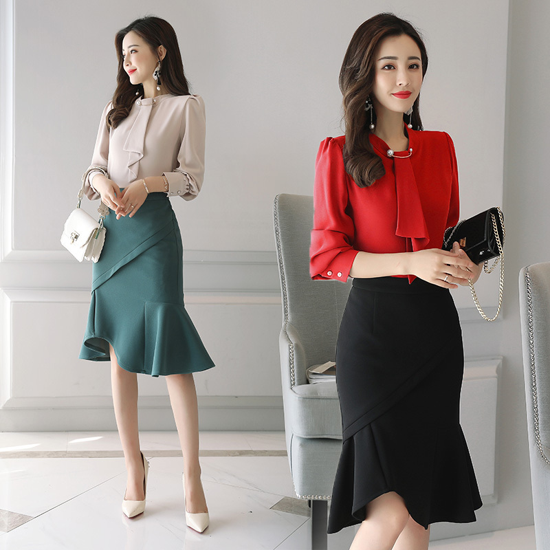 套装裙时尚两件套女士秋装新品女装韩版显瘦小香风时髦气质鱼尾裙