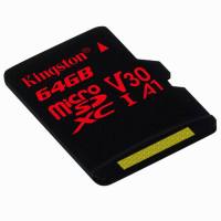 金士顿(Kingston)64GB TF卡(Micro SD) 存储卡U3 4K, 读100MB/s写80MB/s