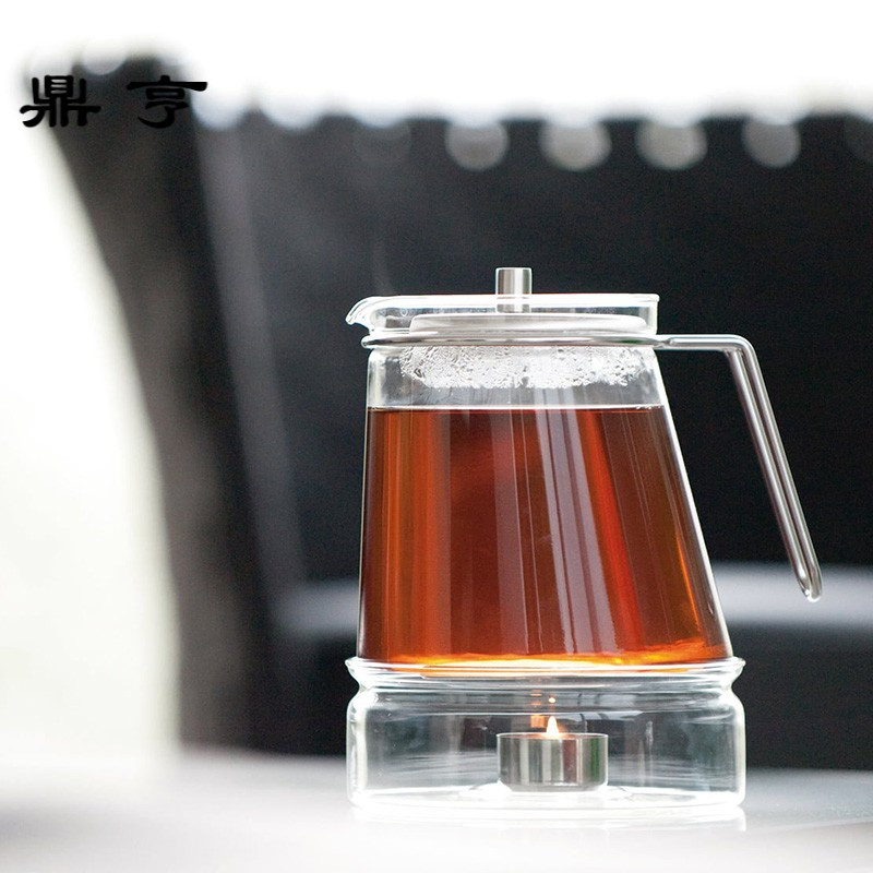 鼎亨可加热茶具不锈钢手柄茶壶茶杯 德国进口m无铅耐热玻璃
