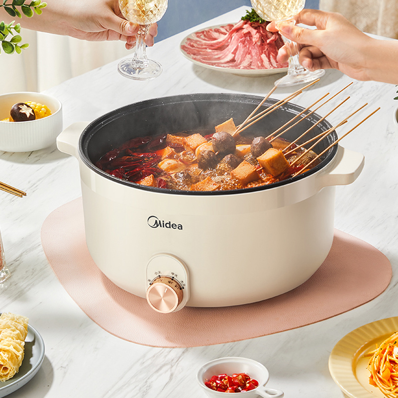 美的(Midea)电煮锅 电火锅 电炒锅多功能锅火锅专用锅家用大容量电煮炖锅电锅一体锅学生宿舍泡面小电锅HGE3010