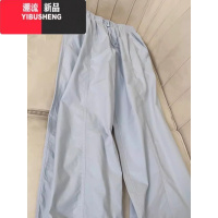YIBUSHENG韩系纯色百搭抽绳白色休闲裤女春秋款美式复古辣妹速干直筒秋绳 XL 浅蓝色优质版