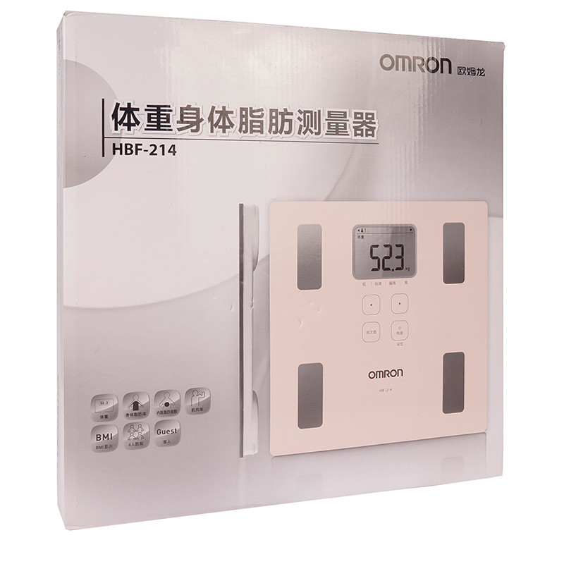 欧姆龙(OMRON) 体脂秤 脂肪测量仪 体重秤 脂肪秤 HBF-214 粉红色