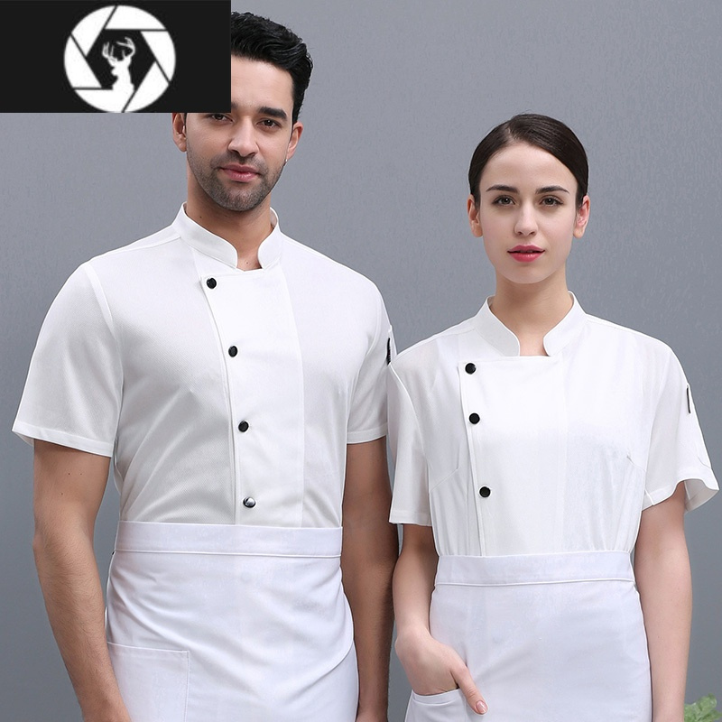 hongzun全身透气网夏装薄款凉爽厨师工作服短袖男女餐饮酒店厨房工衣