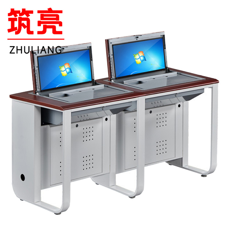 筑亮 翻转电脑桌 双人红桃色 张高清大图