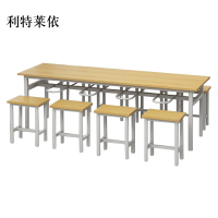 利特莱依餐桌8人学校食堂小吃店快餐桌椅饭堂防火板桌2200*600*750[含椅]