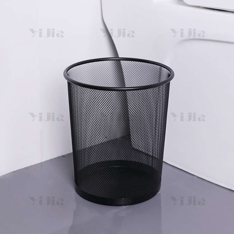 翌嘉YJ4022203网状圆形垃圾桶铁艺垃圾篓无盖纸篓 黑色大号高清大图