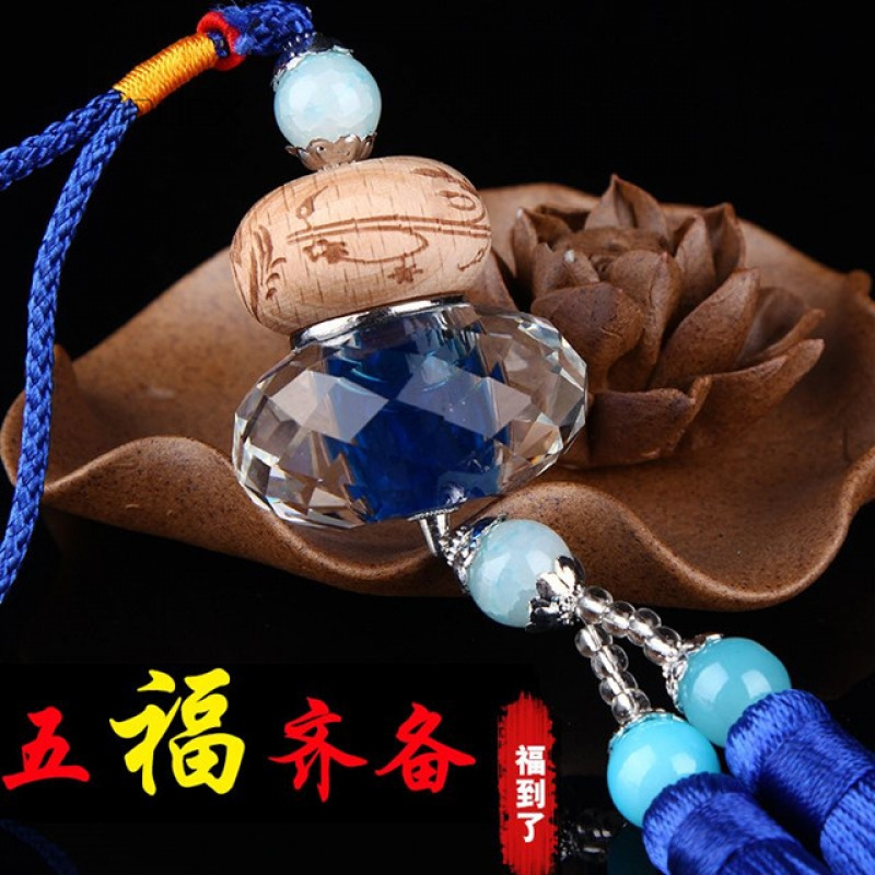 适用于汽车摆件水晶葫芦莲花 汽车香水座 汽车用品饰品水晶工艺品