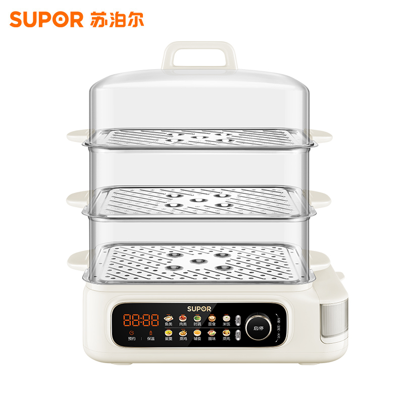 苏泊尔(SUPOR)电蒸锅25L大容量家用多功能三层电蒸箱猛火速蒸透明可视蒸锅可预约蒸鱼蒸屉蒸笼ZN32FC895高清大图