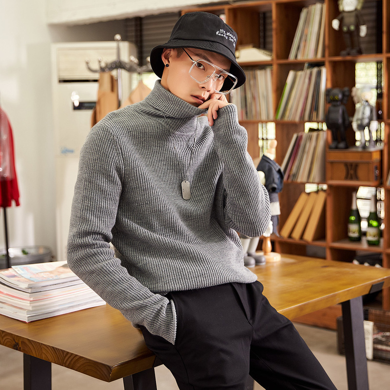 1折价579元唐狮冬装新款高领毛衣男韩版潮流学生套头修身休闲