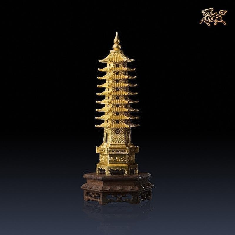 全铜摆件《助学文昌塔（金）》家居工艺品真金金箔贴制_9_833