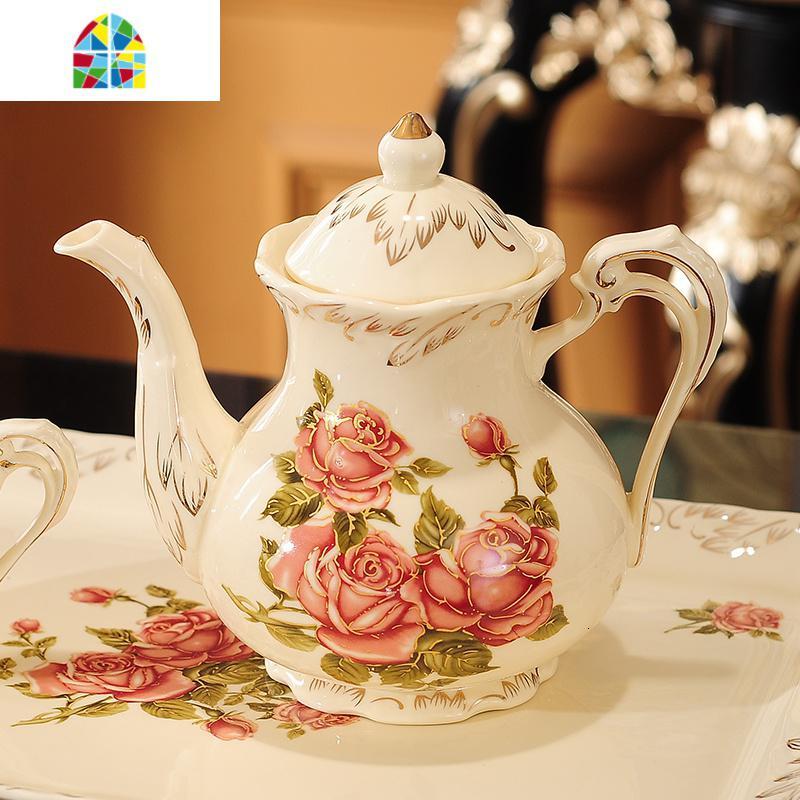 fenghou 金玫瑰大壶凉水壶视频介绍_欧式陶瓷大茶壶家用冷水壶咖啡