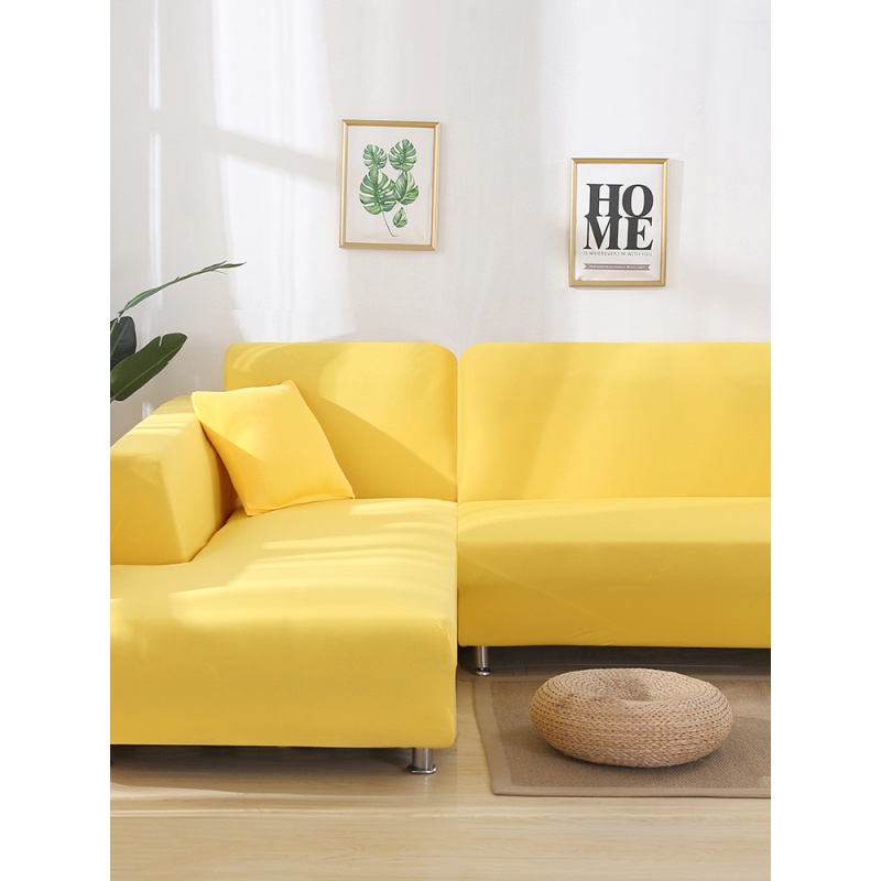 简约萬能通用弹力全包全盖布艺沙发套罩沙发垫贵妃组合连体沙发套 米黄 三人沙发或贵妃位(190-230cm适用)高清大图