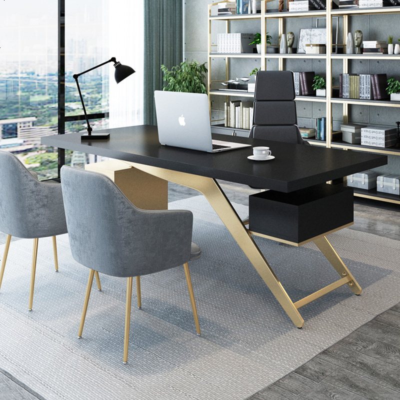 杞沐北欧办公室轻奢经理办公桌老板桌总裁桌简约现代时尚实木桌椅组合