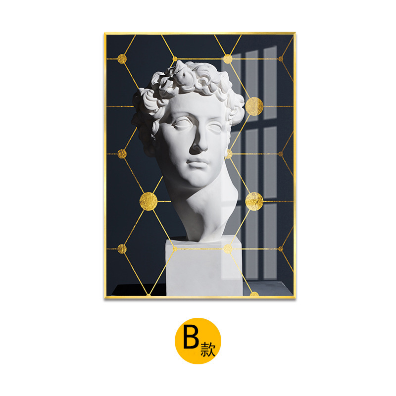 北欧现代人物石膏装饰画 沙背景墙黑白壁画客厅三联素描挂画 b款 70x