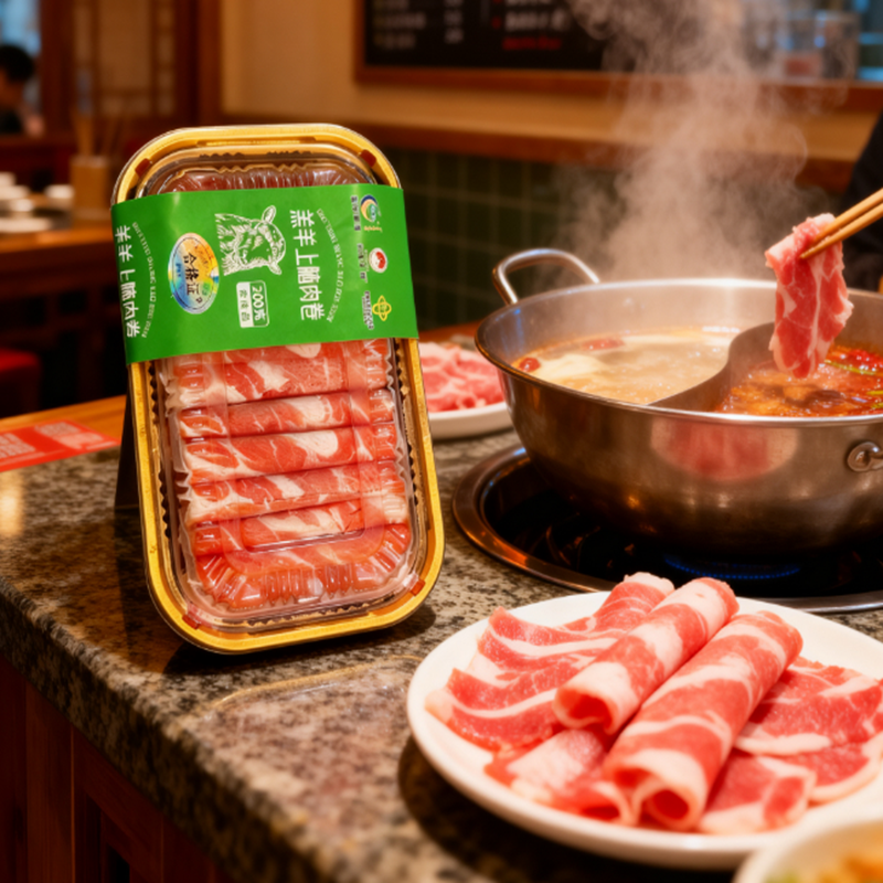 新鲜羔羊上脑火锅食材涮肉煎烤无添加正宗内蒙古原切羊肉片高清大图