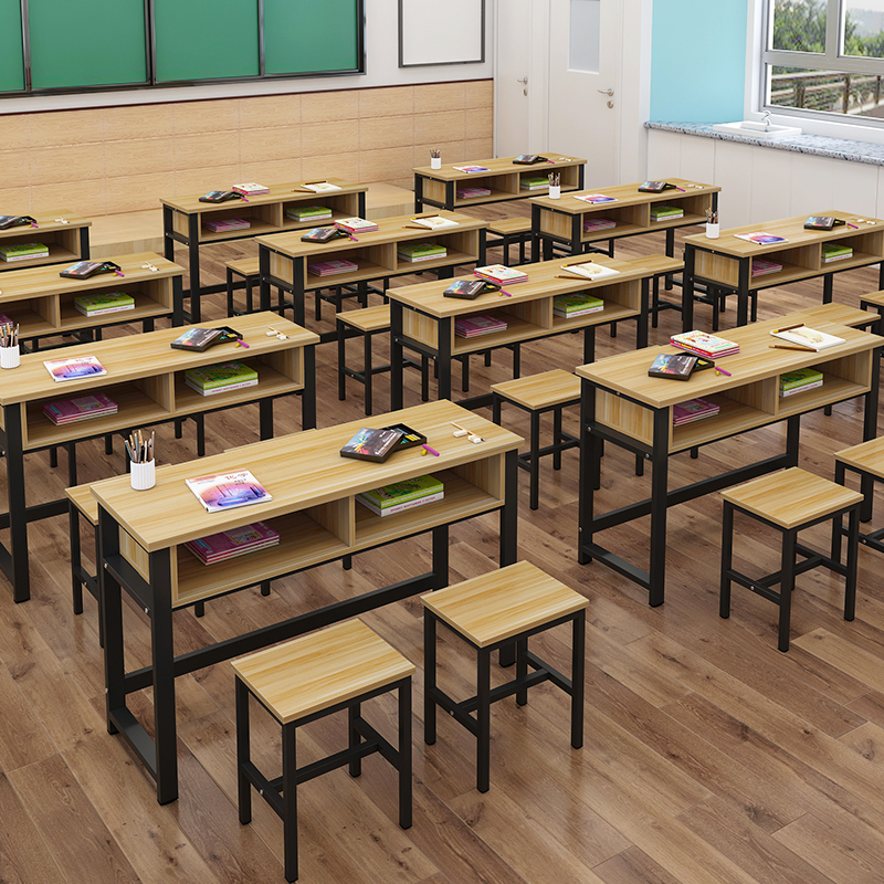 寻木匠学校辅导班课桌椅培训机构教室课桌单双人中小补习班桌椅组合