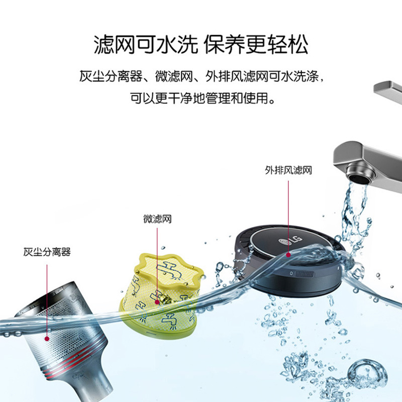 韩国原装进口LG A9K-PRO 无线手持吸尘器 吸拖一体 大吸力 宠物家庭适用 灰尘压缩 单电池持久续航 (酒红)