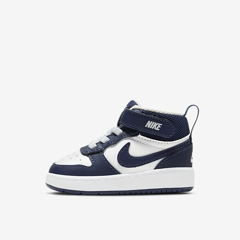 婴童nikecourtboroughmid2中帮板鞋蓝白cd7784107