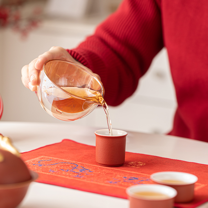 苏氏陶瓷(SUSHI CERAMICS)描金万事兴龙快客杯礼盒便捷旅行包茶具高清大图