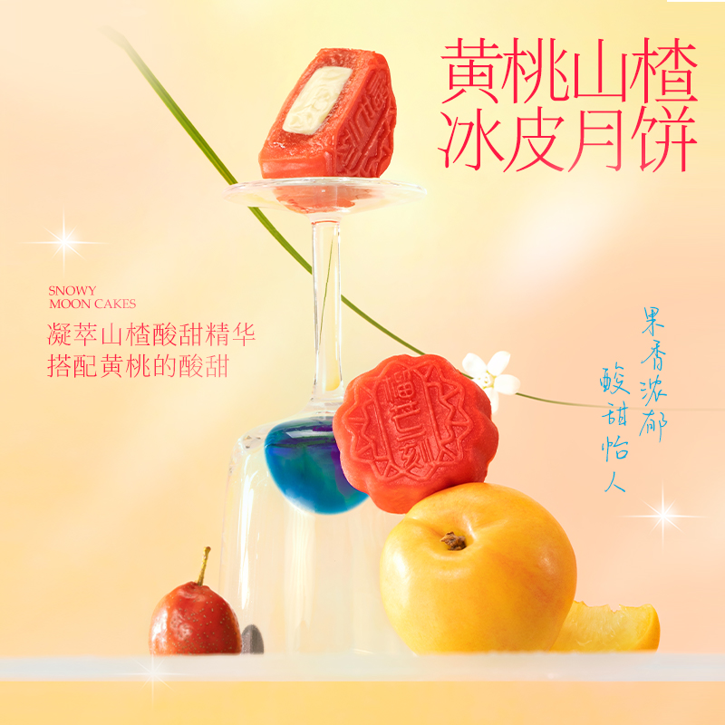 榴芒一刻 缤纷口味冰皮月饼550g 生巧/牛油果/葡萄/山楂/百香果55g 各2个高清大图