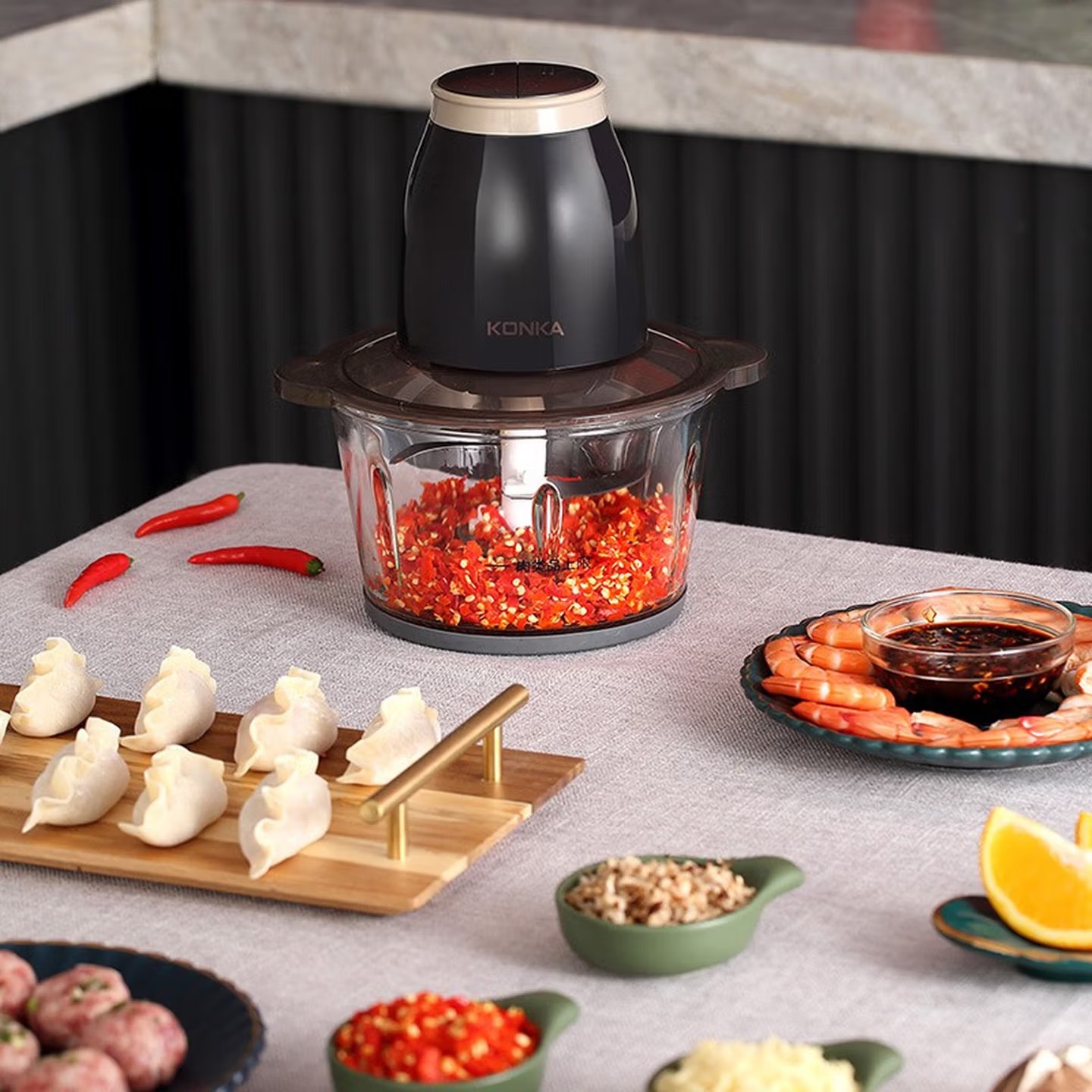 康佳(KONKA) 绞肉机家用多功能蒜泥婴儿辅食碎肉机KJRJ-1820-M 1.8L高清大图