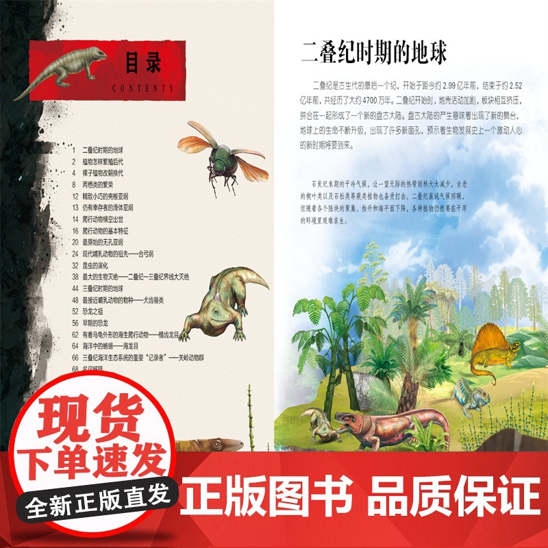 生命简史 穿越地球46亿年 二叠纪 三叠纪 6-12-15岁儿童中小学生青少年科普读物 宇宙起源地球形成生命诞生史前世界高清大图