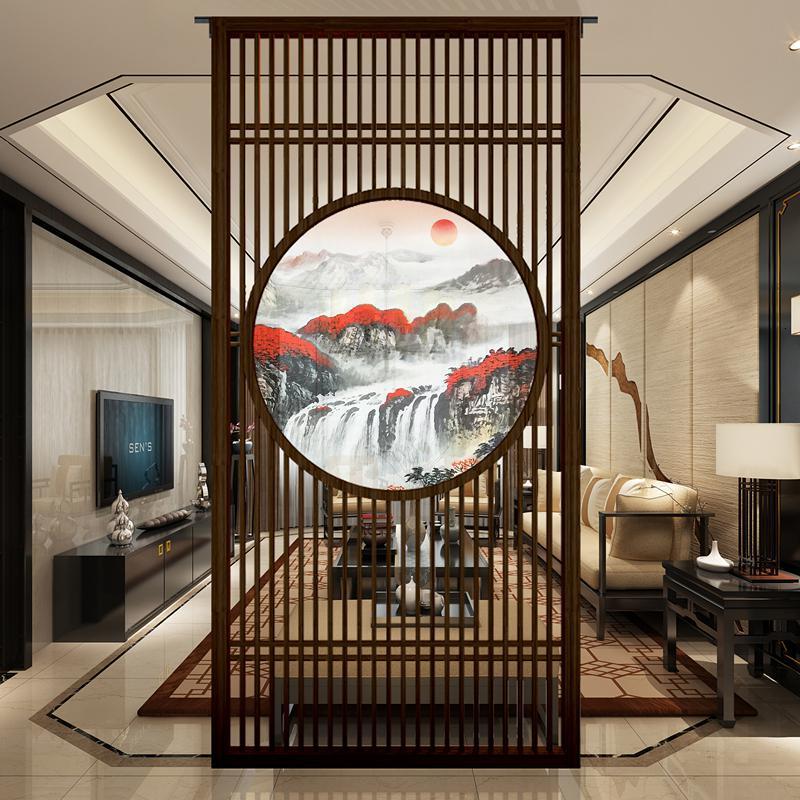 中式屏风隔断墙客厅闪电客进入户玄关办公室家用遮挡卧室实木酒店栅栏