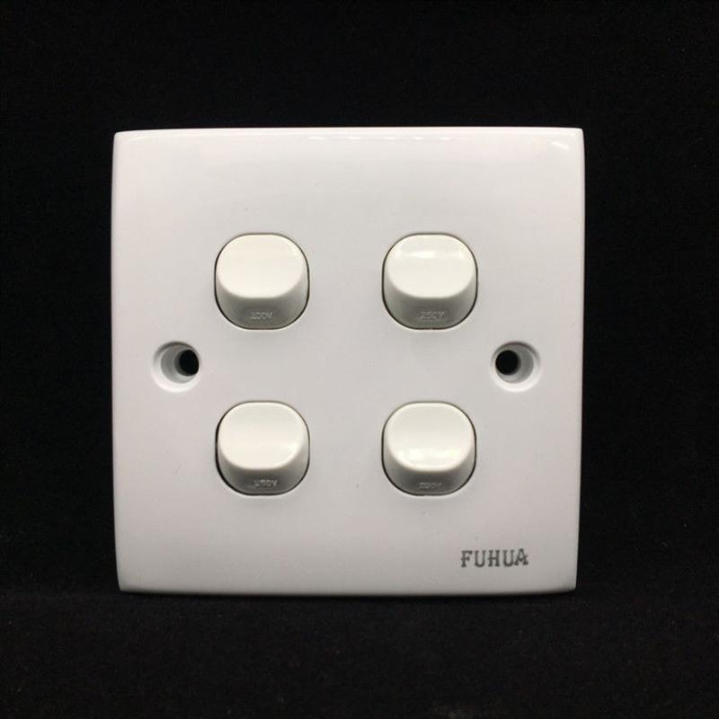 个装福华老式86型四位开关家用指甲型四开单控开关4位电源灯开关面板