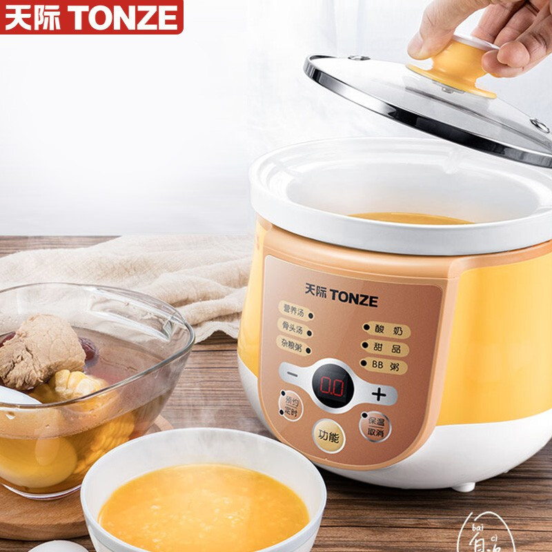 天际(TONZE)电炖锅婴儿家用陶瓷隔水炖煮粥神器煲汤宝宝燕窝小炖盅bb煲1L升迷你养生炖锅煲汤DGD10-10EWD