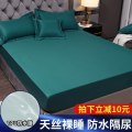 防水床笠单件防尘隔尿床垫保护套防滑固定全包透气天丝床套_1_576 180cmx200cm+同款枕套一对（枕套不防水 墨绿