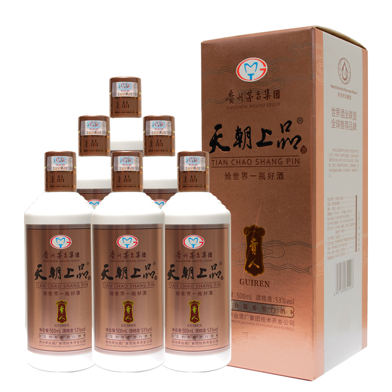 贵州茅台集团技开公司 天朝上品柔和酱香型白酒 53度金贵人 整箱装 500ml*6瓶