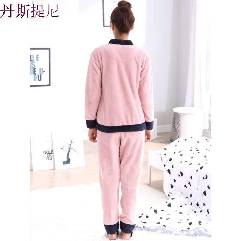 睡衣女冬加绒加厚珊瑚绒保暖可爱冬秋季长袖女士法兰绒家居服套装