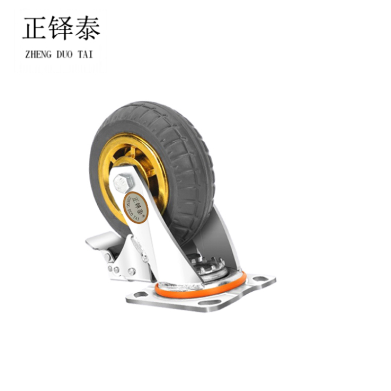 正铎泰 橡胶静音带刹车万向轮3寸75mm / 个高清大图