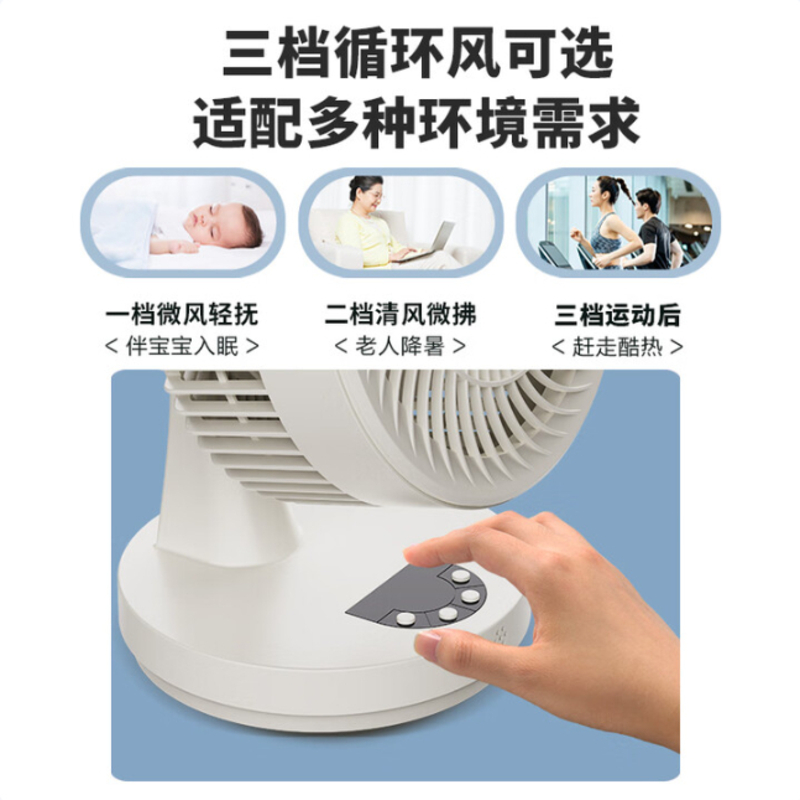 空气循环扇/安静定时家用卧室床头轻音电风扇/台式小风扇办公室落地电扇厨房/桌面小型台扇R910(Y)高清大图