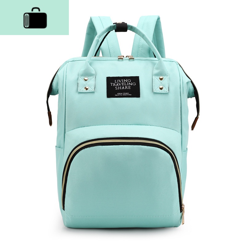 妈咪背包大容量多功能帆布轻便双肩母婴包防水产妇奶瓶尿布包书包NEW LAKE女士双肩包 绿色